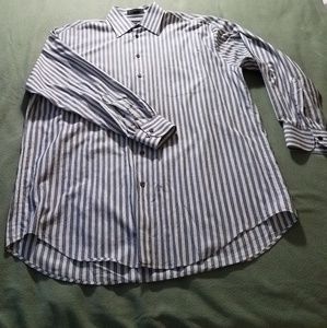 Gray and white button up shirt